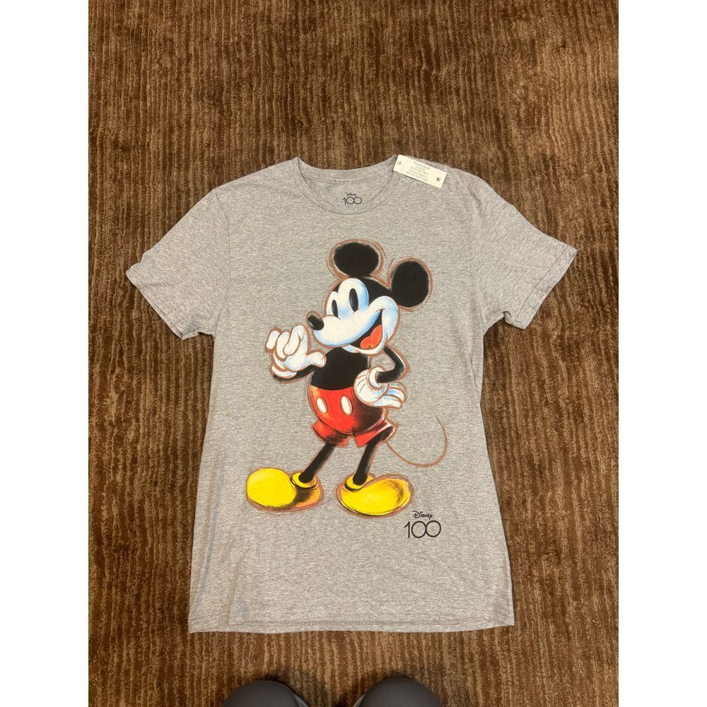Disney Mickey Mouse Gray Graphic T-Shirt Classic Character Print